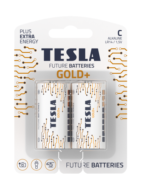 Батарейки Tesla C GOLD+ LR14 / BLISTER FOIL 2 шт.