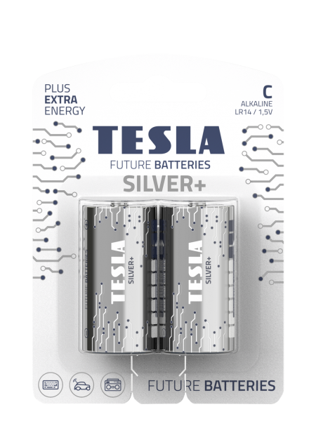 Батарейки Tesla C SILVER+ LR14 / BLISTER FOIL 2 шт.