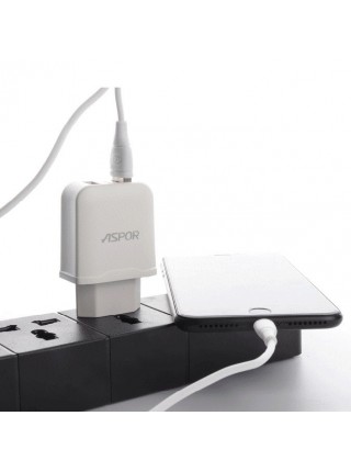Мережевий зарядний пристрій для Aspor A829 2 USB/2.4A-білий