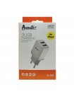 Мережевий зарядний пристрій Avantis A829 (2USB/2.4A) + USB-кабель Lightning-білий