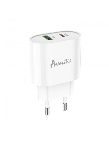 Мережевий зарядний пристрій Avantis A865PD QC3.0 (20W PD) — білий