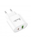 Мережевий зарядний пристрій Avantis A865PD QC3.0 (20W PD) — білий