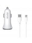 Автомобільний зарядний пристрій Aspor A903 (2 USB/3.4A) + USB-кабель Micro-білий