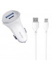 Автомобільний зарядний пристрій Aspor A903 (2 USB/3.4A) + USB-кабель Micro-білий