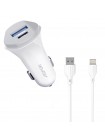 Автомобільний зарядний пристрій Aspor A903 (2 USB/3.4A) + USB-кабель Lightning-білий