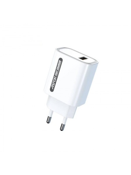 Мережевий зарядний пристрій Aspor A803 (USB/18W) — білий