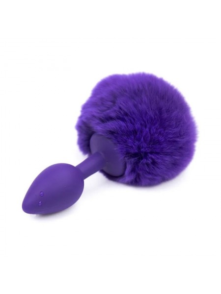Силіконова анальна пробка з фіолетовим хвостиком Silicone Fur Tail Plug Vscnovelty