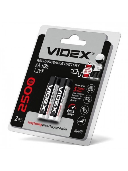 Акумуляторна батарейка Videx AA HR6 2500mAh 2 шт.