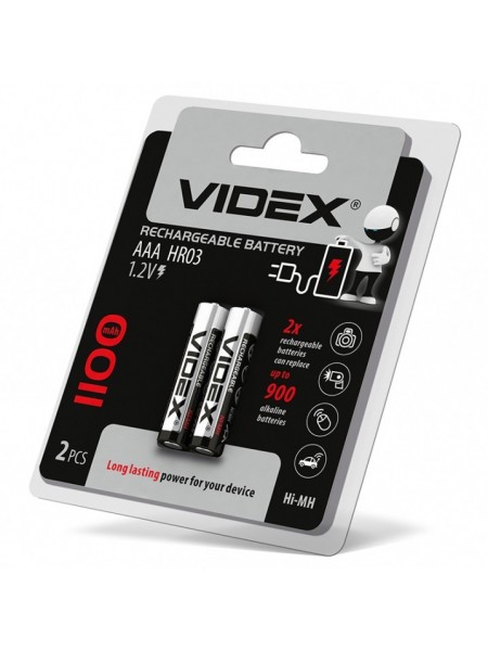 Акумуляторна батарейка Videx AAA HR03 1100mAh 2 шт.