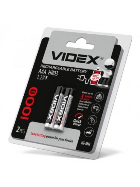 Акумуляторна батарейка Videx AAA HR03 1000mAh 2 шт.