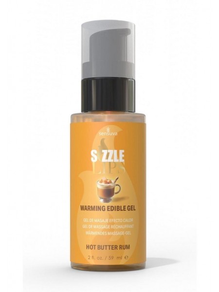 Зігрівальний масажний гель Sensuva Sizzle Lips Butter Rum 59 мл без цукру їстівний