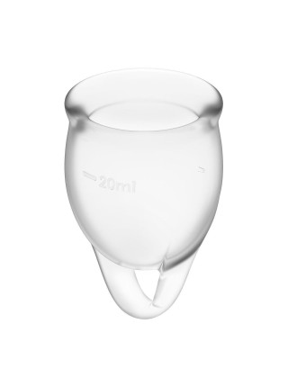 Набір менструальних чаш Satisfyer Feel Confident 15/20 мл і мішечок для зберігання Transparent