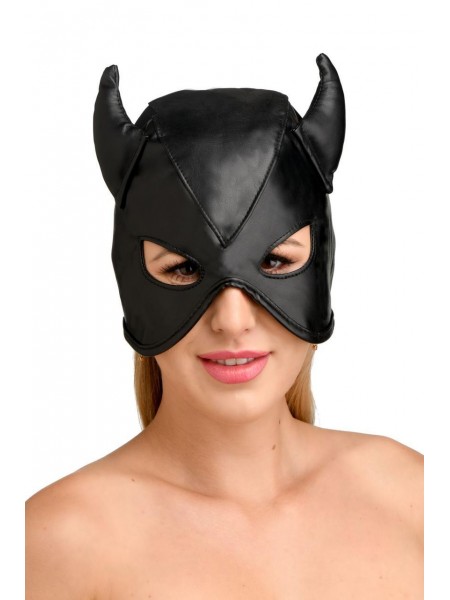 Маска Master Series Dungeon Demon Bondage Mask with Horns Black