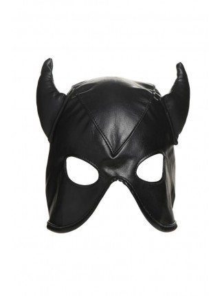 Маска Master Series Dungeon Demon Bondage Mask with Horns Black