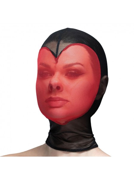 Маска серце сітка з повністю закритим обличчям Feral Feelings Hearts Mask Black-Red