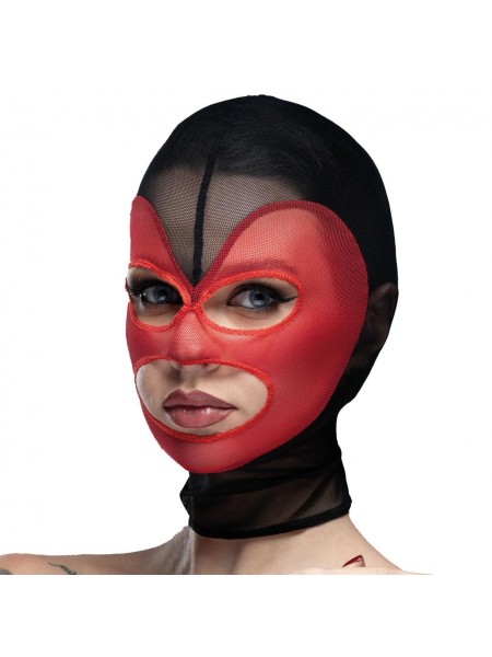 Маска серця сітка з відкритим ротом і очима Feral Feelings Hearts Mask Black-Red