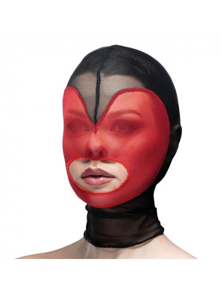 Маска серце сітка з відкритим ротом Feral Feelings Hearts Mask Black-Red