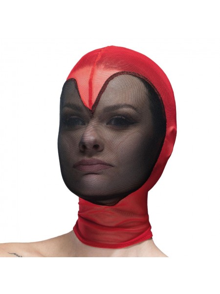Маска серце сітка з повністю закритим обличчям Feral Feelings Hearts Mask Red-Black