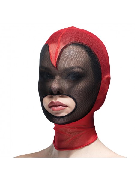 Маска серце сітка з відкритим ротом Feral Feelings Hearts Mask Red-Black