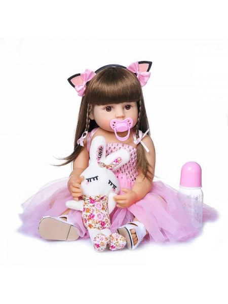 Силіконова колекційна лялька Reborn Doll 55 см Дівчинка Моніка (198)