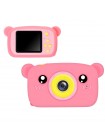 Дитячий цифровий фотоапарат Smart Kids KM-89 Ведмедик Teddy Full HD, 12 МП Рожевий + Карта пам'яті 32 ГБ