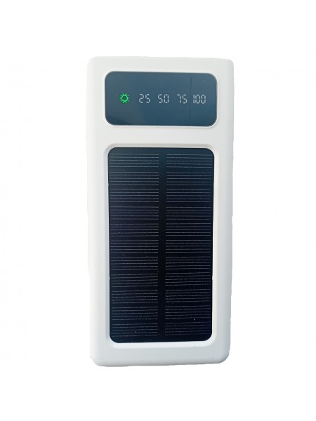 УМБ Power Bank Solar 30000mAh повербанк 4 в 1 із сонячною панеллю, екраном, ліхтариком White (11230-hbr)
