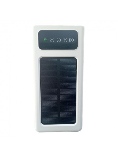 УМБ Power Bank Solar 50000mAh повербанк 4 в 1 із сонячною панеллю, екраном, ліхтариком White (11223-hbr)