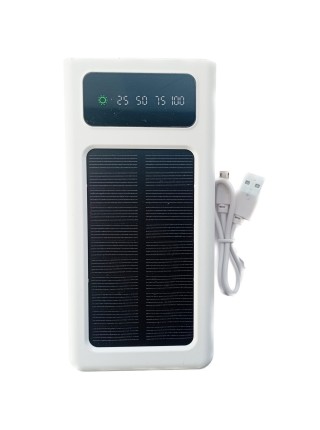 УМБ Power Bank Solar 50000mAh повербанк 4 в 1 із сонячною панеллю, екраном, ліхтариком White (11223-hbr)