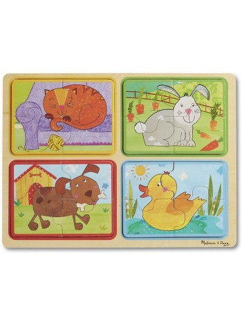 Дерев'яні пазли 4 в 1 "Грайливі друзі" Melissa&Doug 4 пазла по 4 елементи MD31364