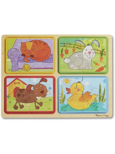 Дерев'яні пазли 4 в 1 "Грайливі друзі" Melissa&Doug 4 пазла по 4 елементи MD31364