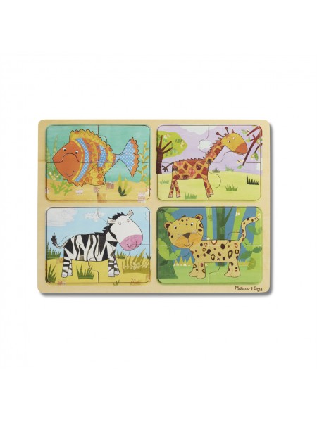 Дерев'яні пазли 4 в 1 "Тварини" Melissa&Doug 4 пазли по 4 елементи MD31362