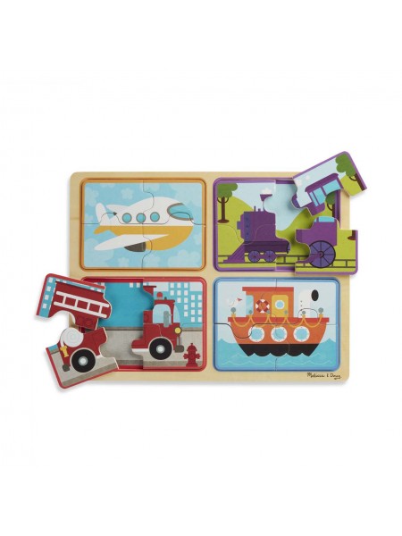 Дерев'яні пазли 4 в 1 "Транспорт" Melissa&Doug 4 пазла по 4 елементи MD31361