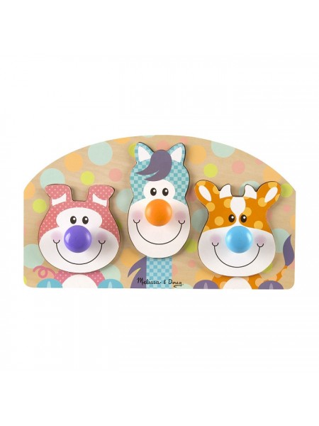 Пазл — вкладка дерев'яна для малюків "Тварини з ферми" Melissa&Doug 3 елементи MD13440