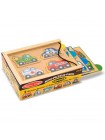 Дерев'яний пазл 4 в 1 в коробці Melissa&Doug "Машини" 12х4 елементи 12х16 см MD4791