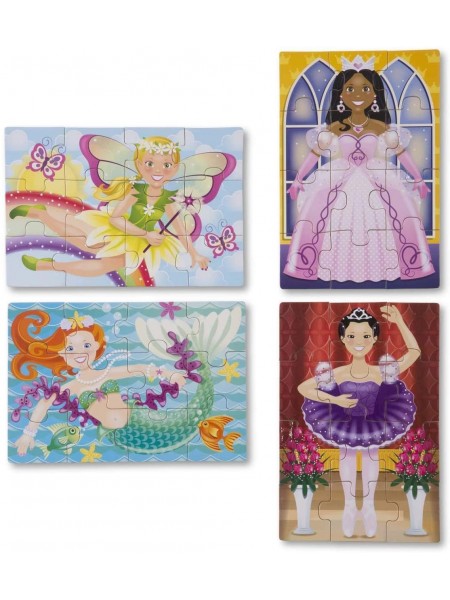 Дерев'яний пазл 4 в 1 Melissa&Doug "Казкові друзі" 12х4 елементи 15х20 см MD9520