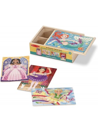 Дерев'яний пазл 4 в 1 Melissa&Doug "Казкові друзі" 12х4 елементи 15х20 см MD9520