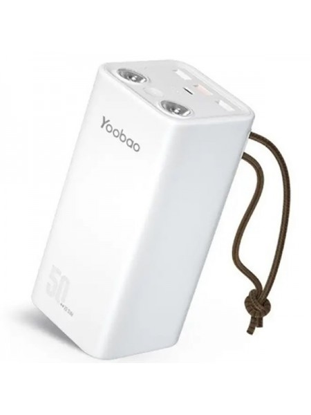 Повербанк Yoobao H5 Power Bank 50000 mAh SCP22.5W/PD20W PD Type-C ліхтарик Білий