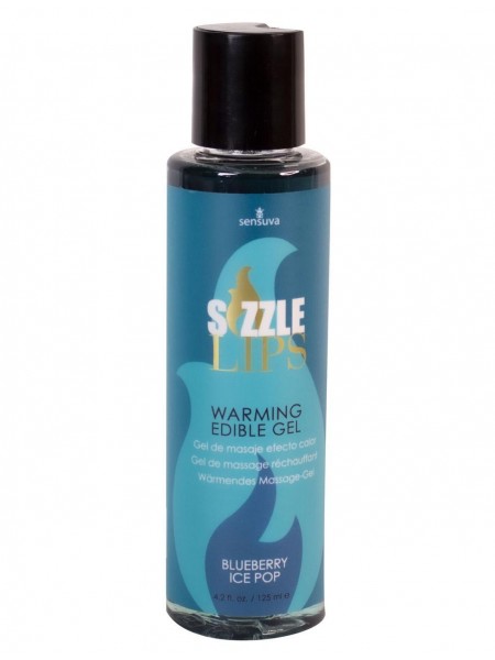 Зігрівальний масажний гель Sensuva Sizzle Lips Blueberry Ice Pop 125 мл без цукру їстівний