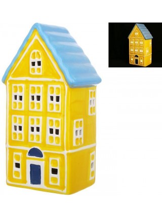 Світлодіодний будиночок BonaDi Town 10.5х7х19 см Жовто-блакитний DP232159