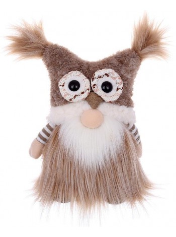 Декоративна іграшка Gnome with owl hat 30 см Різнобарвний BonaDi DP232206
