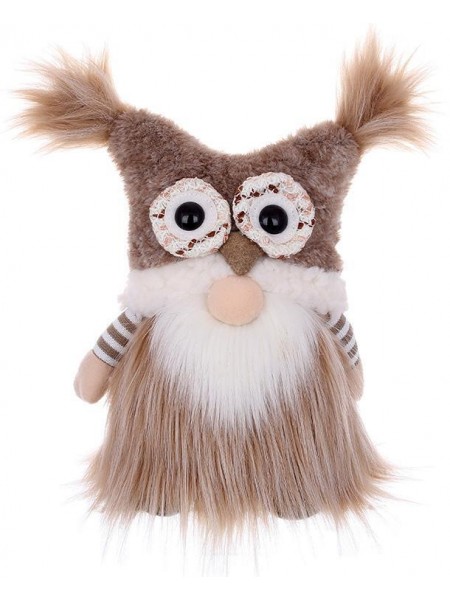 Декоративна іграшка Gnome with owl hat 30 см Різнобарвний BonaDi DP232206