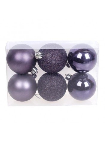 Набір пластикових новорічних куль Flora 6 шт. D-6 см (12080)