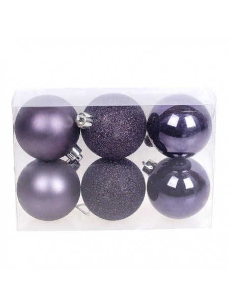 Набір пластикових новорічних куль Flora 6 шт. D-6 см (12080)