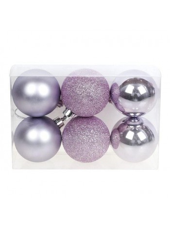 Набір пластикових новорічних куль Flora 6 шт. D-6 см (12044)