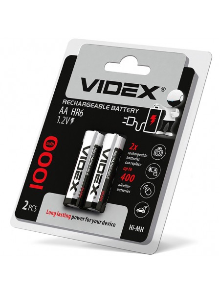 Акумулятори пальчикові Videx HR6/AA Ni-MH на 1000mAh 2 шт.