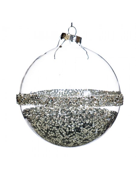 Куля новорічна Elisey Казкова куля 10 см Прозора зі сріблястим (095NB)