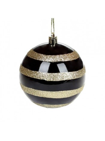 Куля новорічна пластикова Flora D-8 см Чорно-золотою (11950)