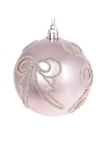 Куля новорічна пластикова Flora D-8 см Світло-рожева (11966)