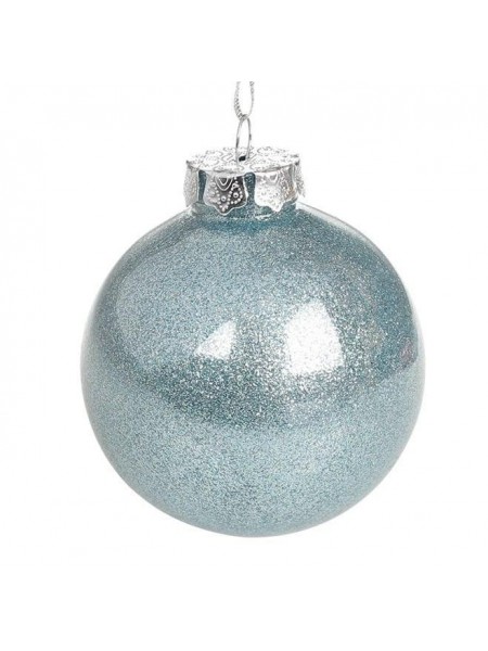 Куля новорічна пластикова Flora D-8 см Блакитна (11973)