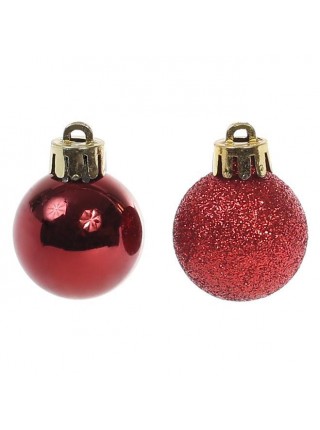 Набір пластикових новорічних куль Flora 20 шт D-3 см Червоний (11740)